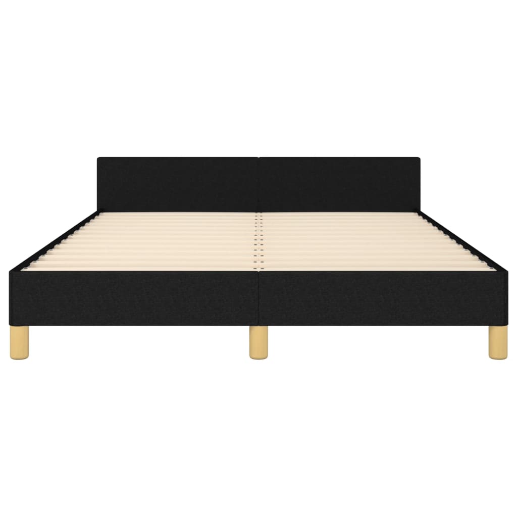 Bedframe Met Hoofdbord Stof Zwart 140 x 200 cm Effen ontwerp