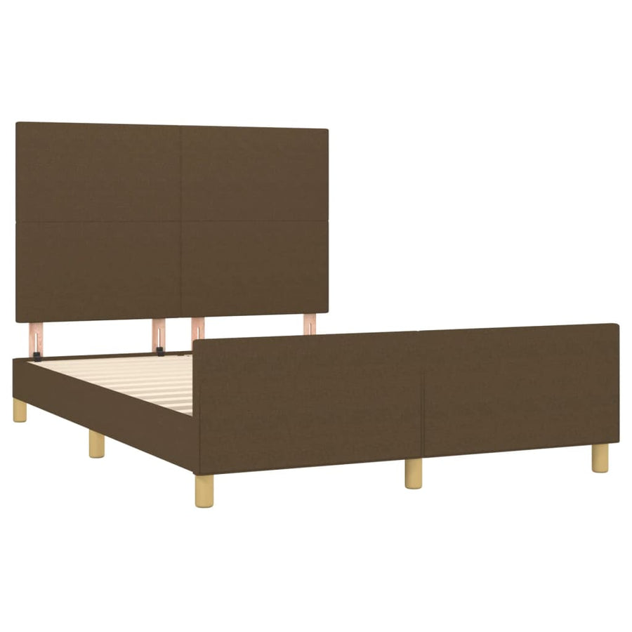 Bedframe Met Hoofdeinde Stof Donkerbruin 140X200 Cm