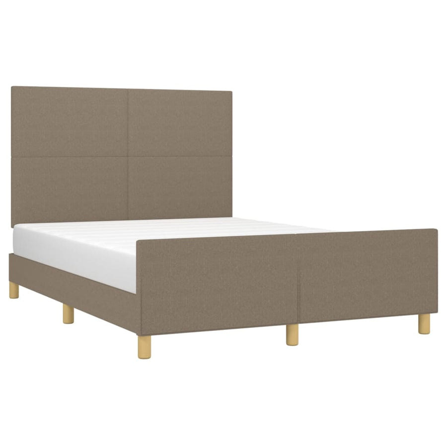 Bedframe met hoofdbord stof taupe 140x200 cm 140 x 200 cm Taupe