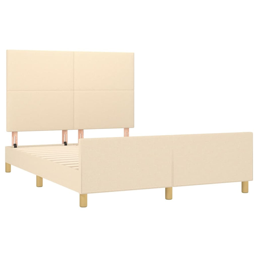 Bedframe Met Hoofdbord Stof Kleurig Crème 140 x 200 cm Effen ontwerp