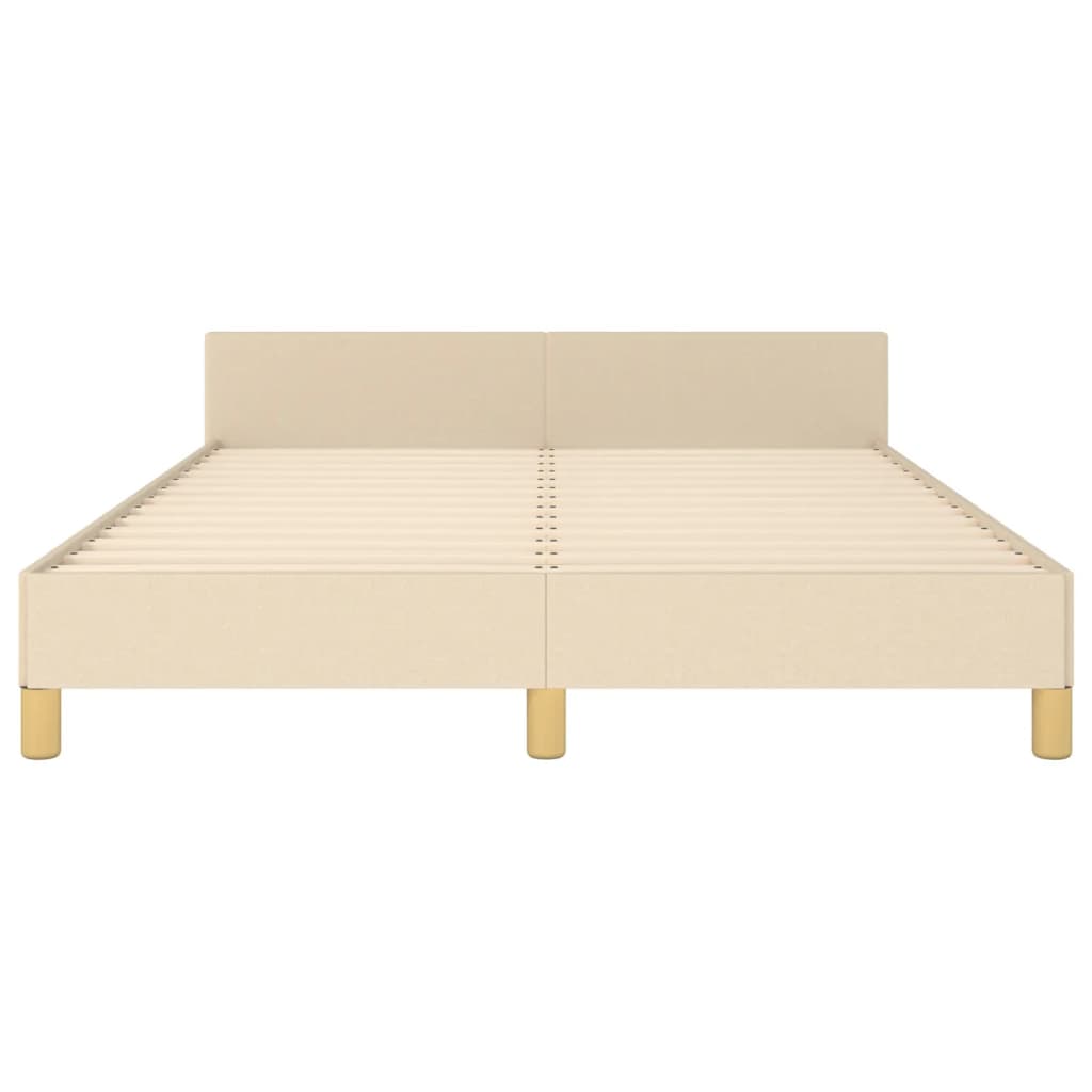 Bedframe Met Hoofdbord Stof Kleurig Crème 140 x 200 cm Effen ontwerp