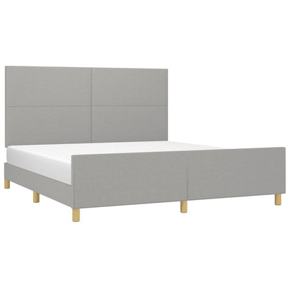 Bedframe met hoofdbord stof lichtgrijs 160x200 cm 160 x 200 cm Lichtgrijs