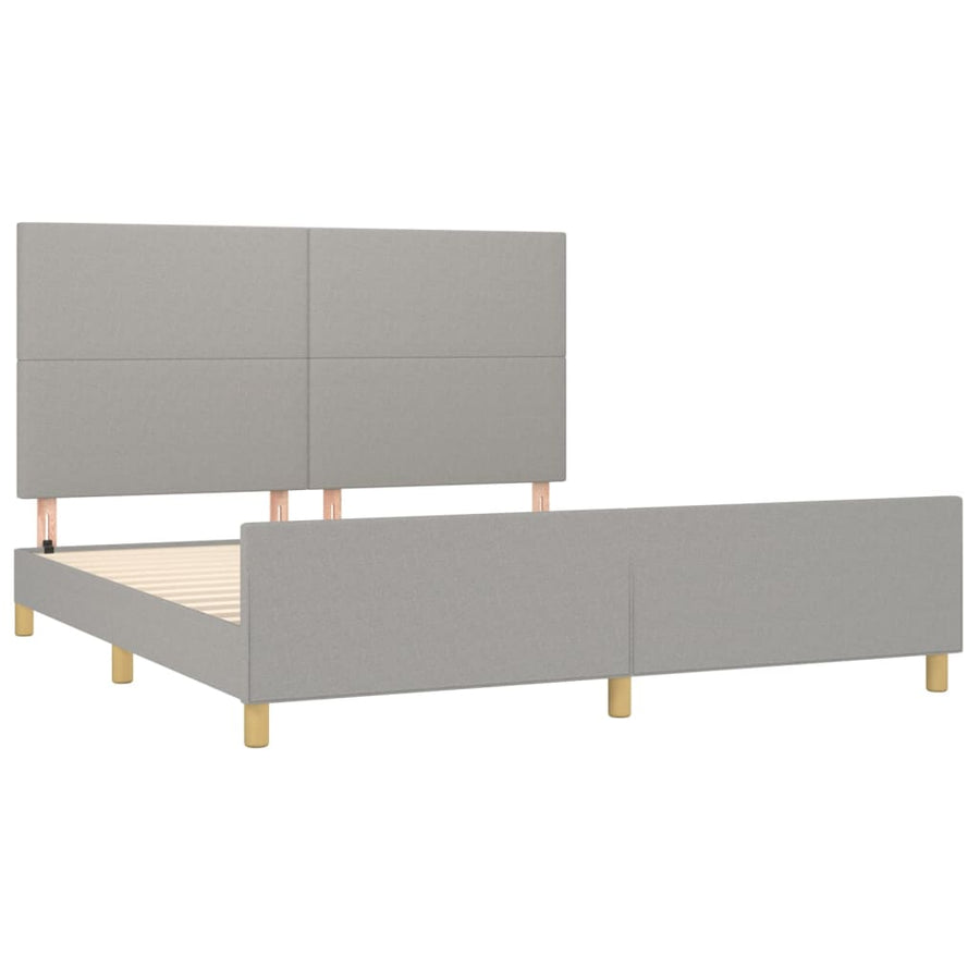 Bedframe met hoofdbord stof lichtgrijs 160x200 cm 160 x 200 cm Lichtgrijs