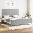 Bedframe met hoofdbord stof lichtgrijs 160x200 cm 160 x 200 cm Lichtgrijs