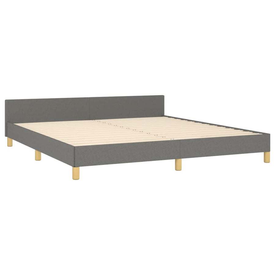 Bedframe Met Hoofdbord Stof Donkergrijs 160 x 200 cm Effen ontwerp