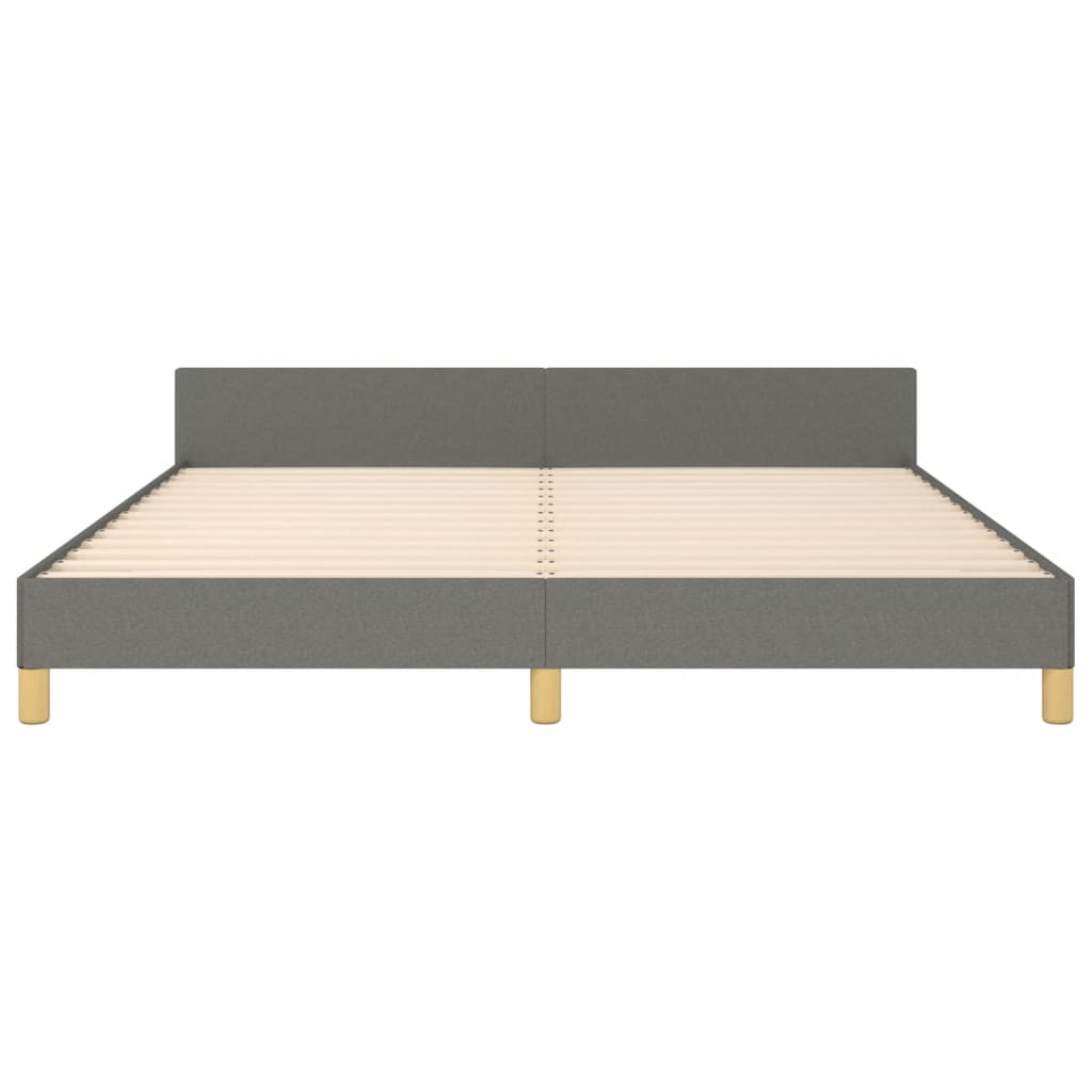 Bedframe Met Hoofdbord Stof Donkergrijs 160 x 200 cm Effen ontwerp