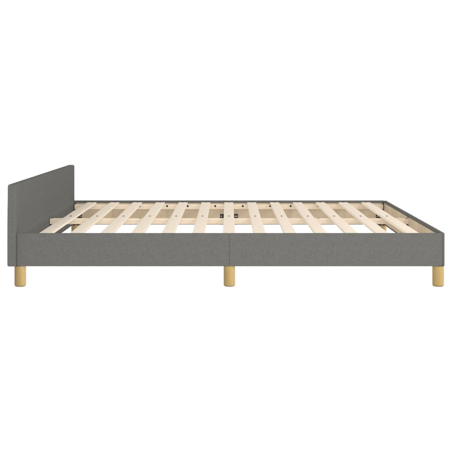 Bedframe Met Hoofdbord Stof Donkergrijs 160 x 200 cm Effen ontwerp
