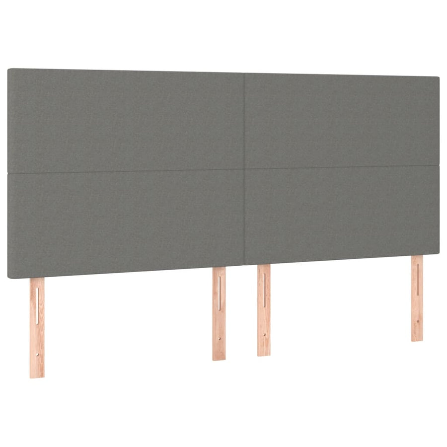Bedframe Met Hoofdbord Stof Donkergrijs 160 x 200 cm Effen ontwerp
