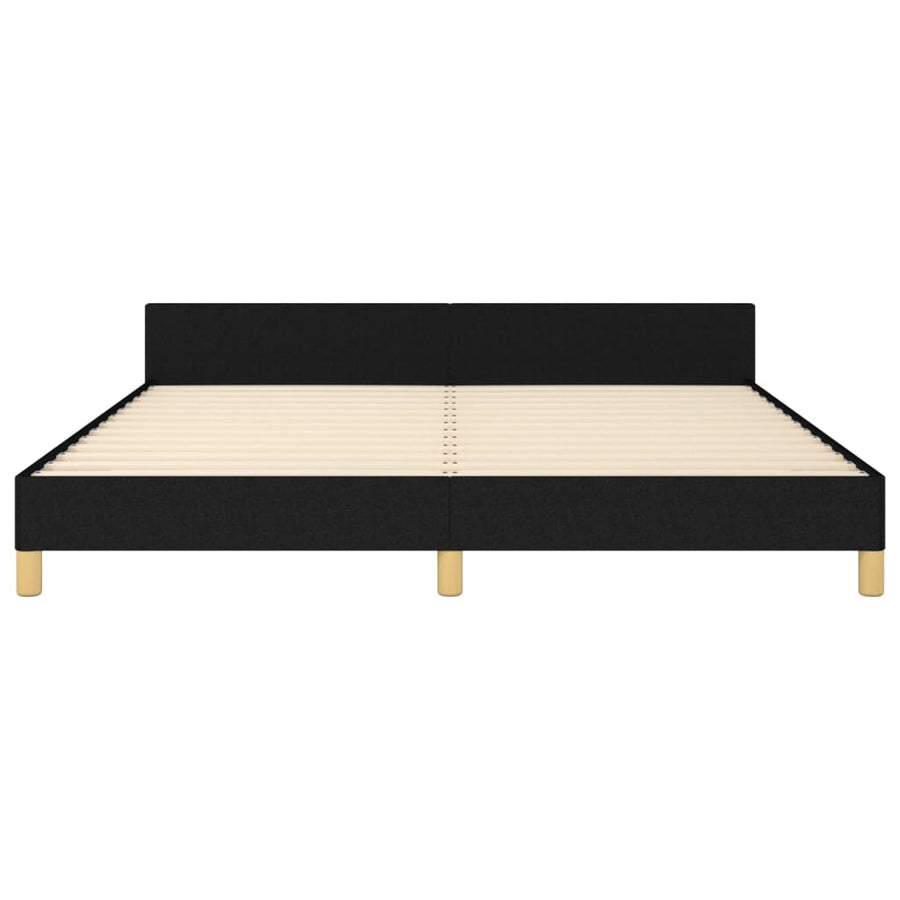 Bedframe Met Hoofdbord Stof Zwart 160 x 200 cm Effen ontwerp