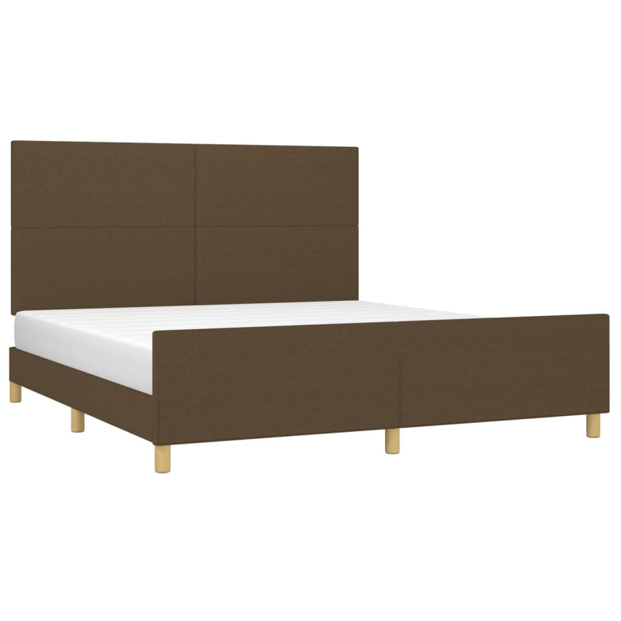 Bedframe Met Hoofdbord Stof Donkerbruin 160 x 200 cm Effen ontwerp