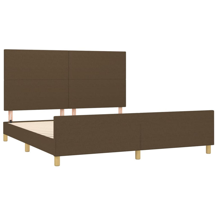 Bedframe Met Hoofdbord Stof Donkerbruin 160 x 200 cm Effen ontwerp