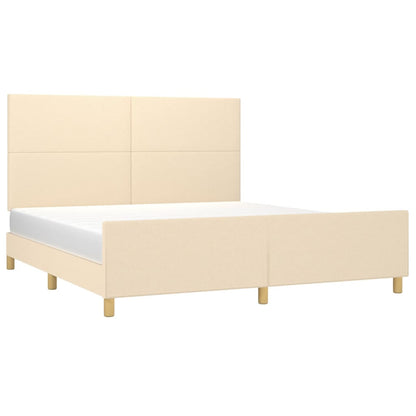 Bedframe Met Hoofdbord Stof Kleurig Crème 160 x 200 cm Effen ontwerp