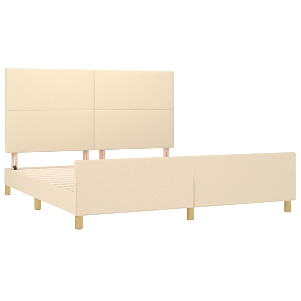 Bedframe Met Hoofdbord Stof Kleurig Crème 160 x 200 cm Effen ontwerp