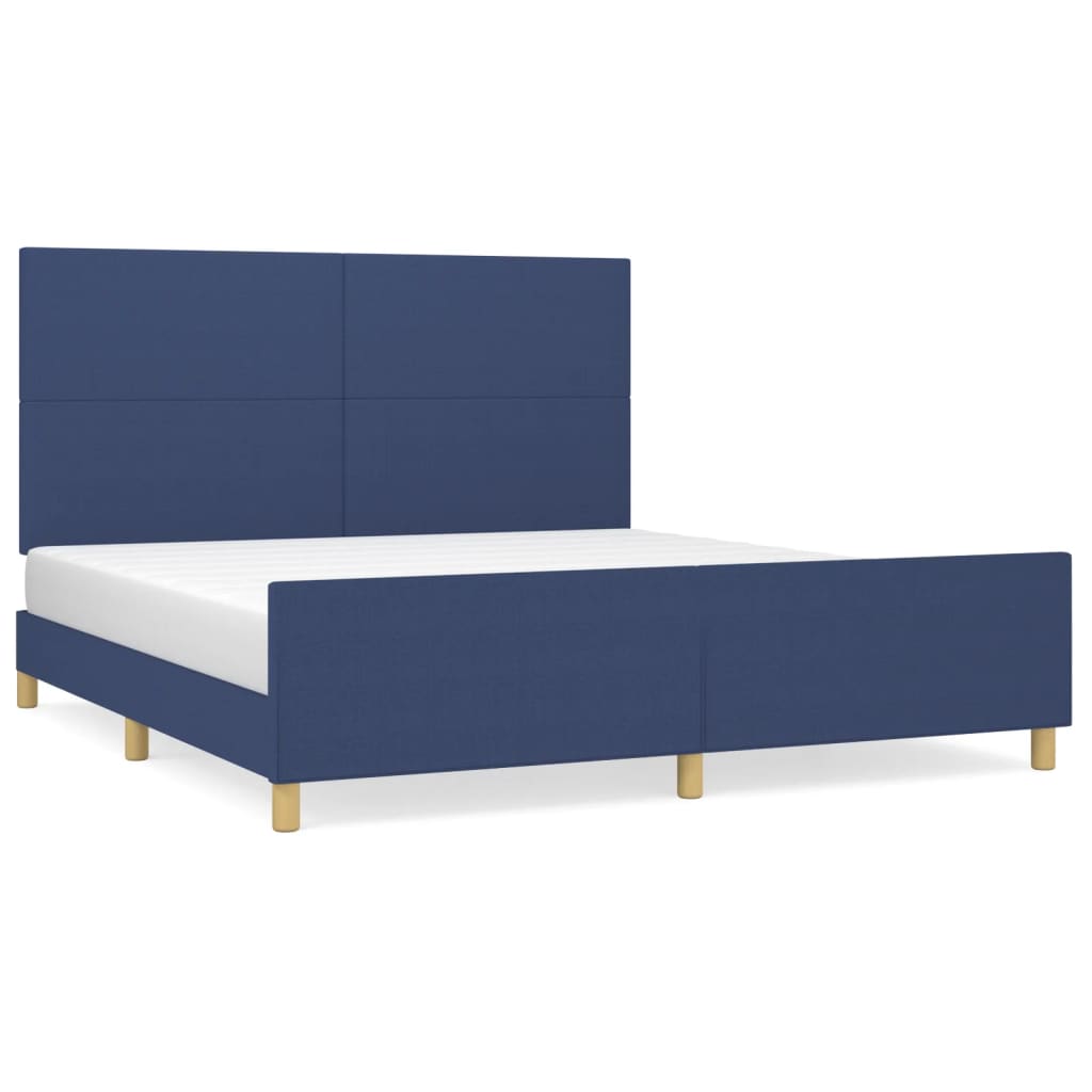 Bedframe Met Hoofdeinde Stof Blauw 160X200 Cm Blauw 160 x 200 cm Effen ontwerp