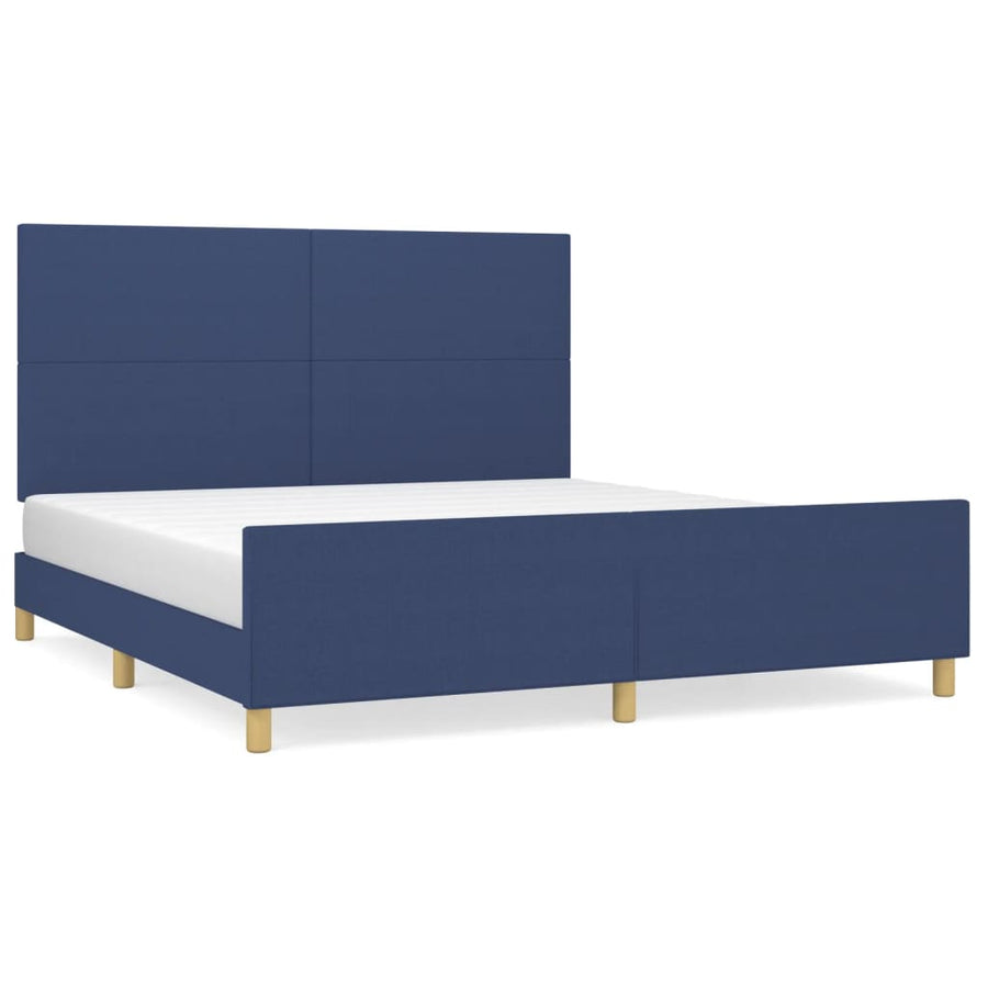 Bedframe Met Hoofdeinde Stof Blauw 160X200 Cm Blauw 160 x 200 cm Effen ontwerp