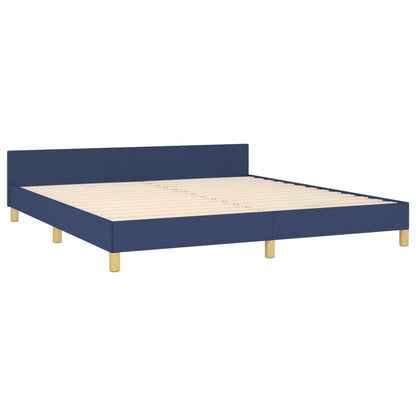 Bedframe Met Hoofdeinde Stof Blauw 160X200 Cm Blauw 160 x 200 cm Effen ontwerp