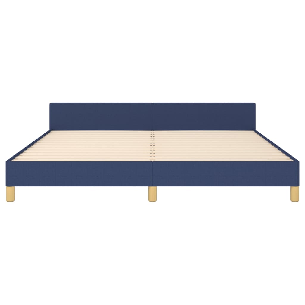 Bedframe Met Hoofdeinde Stof Blauw 160X200 Cm Blauw 160 x 200 cm Effen ontwerp