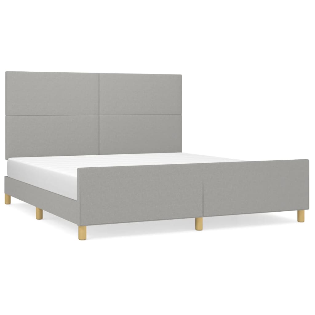 Bedframe met hoofdbord stof lichtgrijs 180x200 cm 180 x 200 cm Effen ontwerp