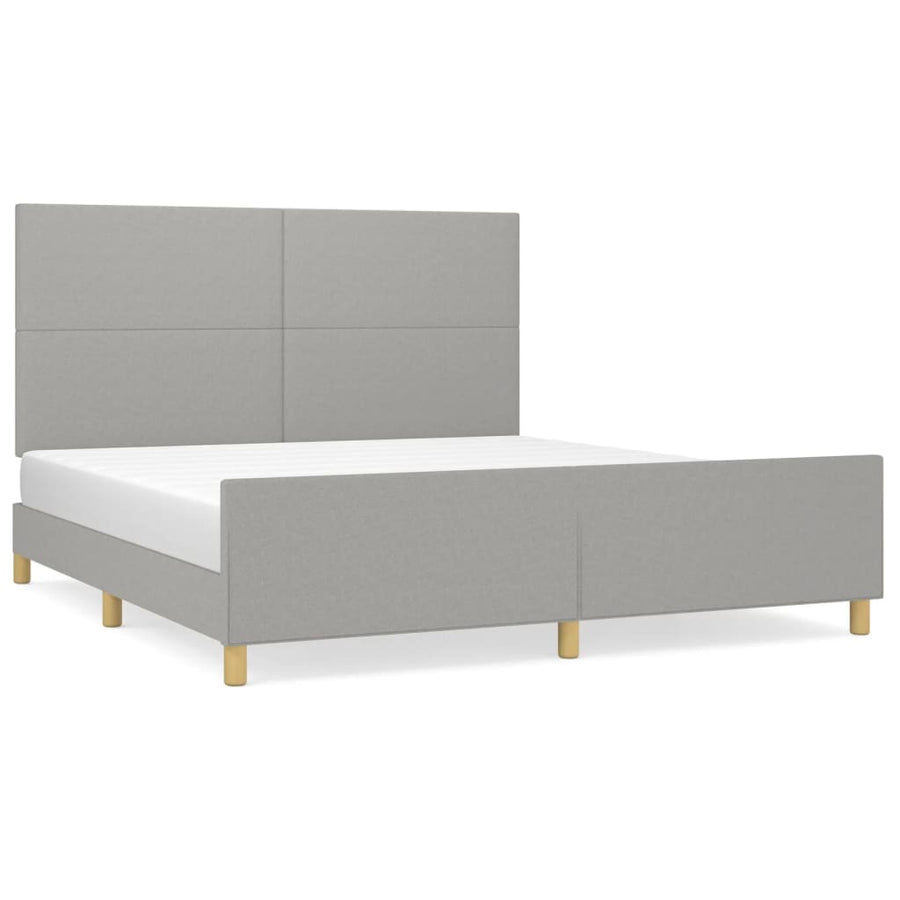 Bedframe met hoofdbord stof lichtgrijs 180x200 cm 180 x 200 cm Effen ontwerp