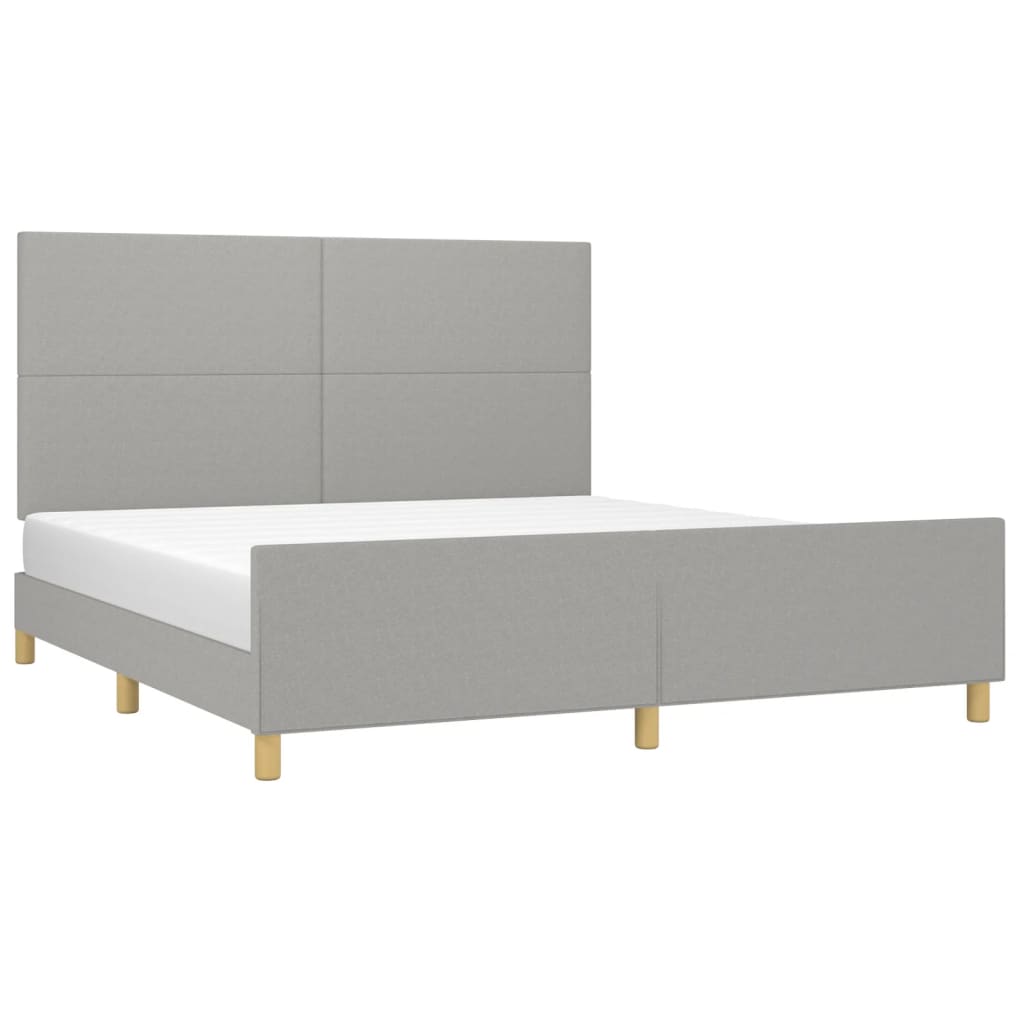 Bedframe met hoofdbord stof lichtgrijs 180x200 cm 180 x 200 cm Effen ontwerp