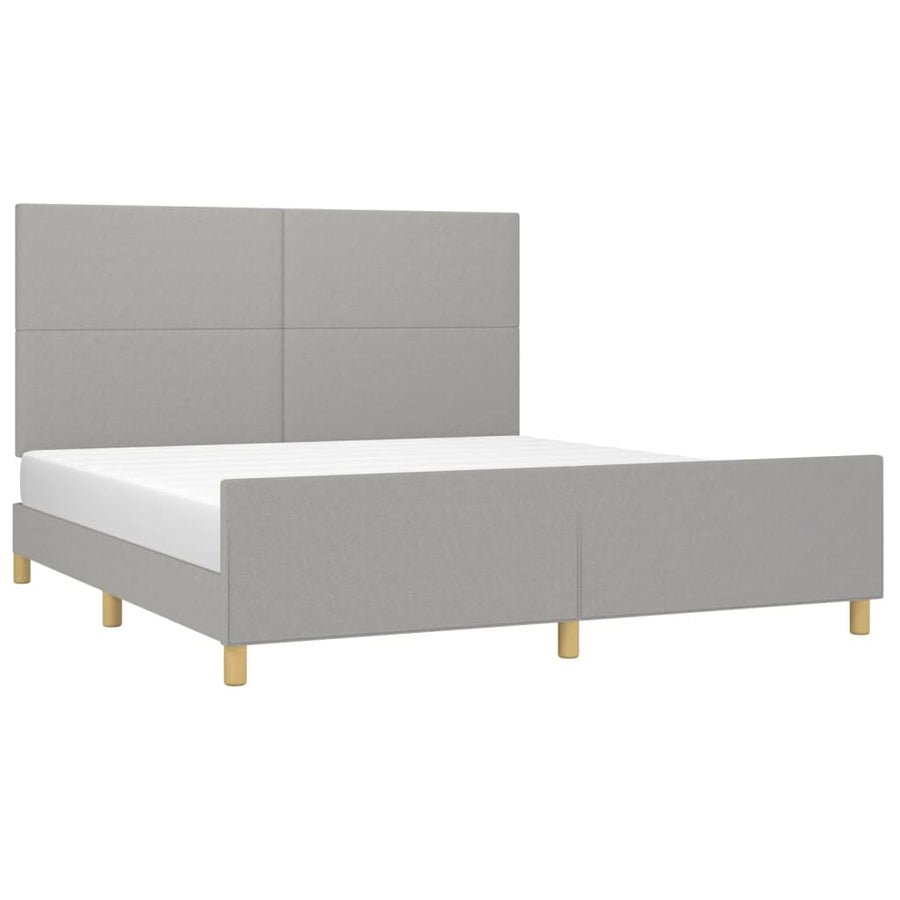 Bedframe met hoofdbord stof lichtgrijs 180x200 cm 180 x 200 cm Effen ontwerp
