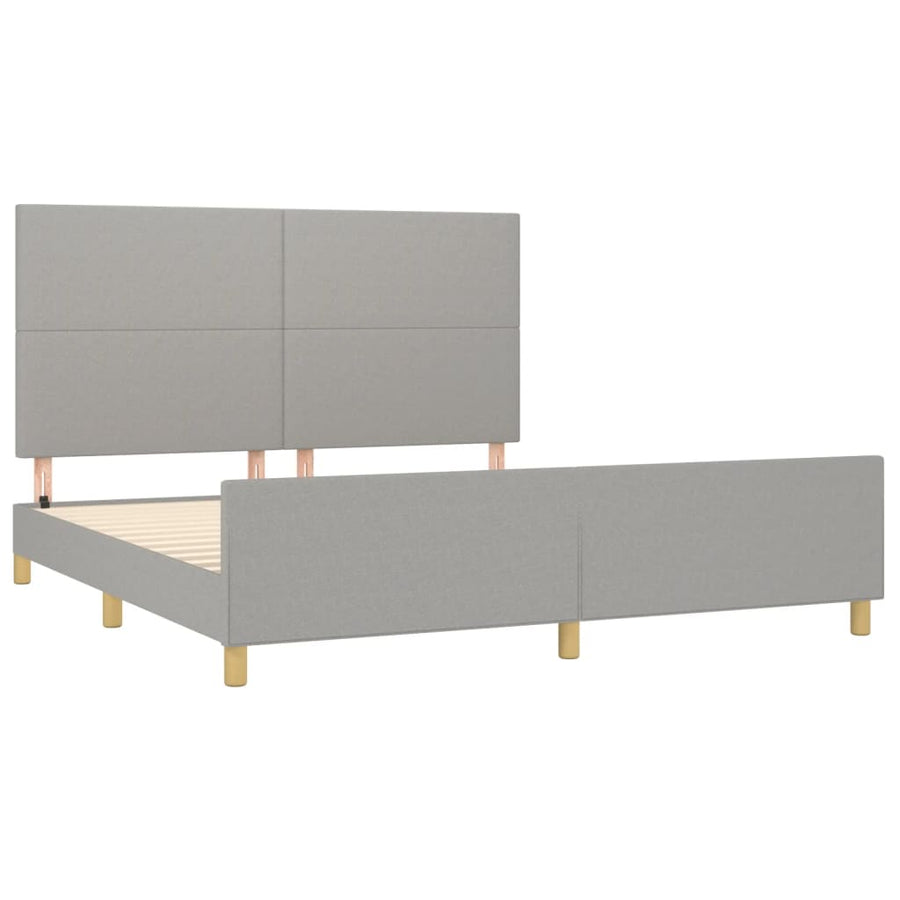Bedframe met hoofdbord stof lichtgrijs 180x200 cm 180 x 200 cm Effen ontwerp