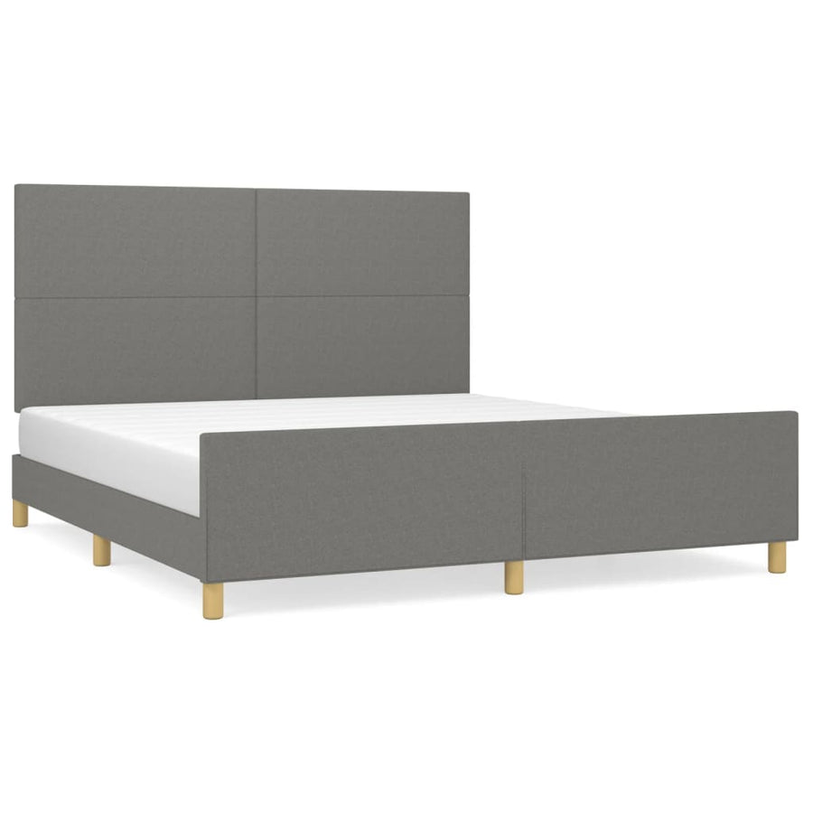 Bedframe Met Hoofdbord Stof Donkergrijs 180 x 200 cm Effen ontwerp