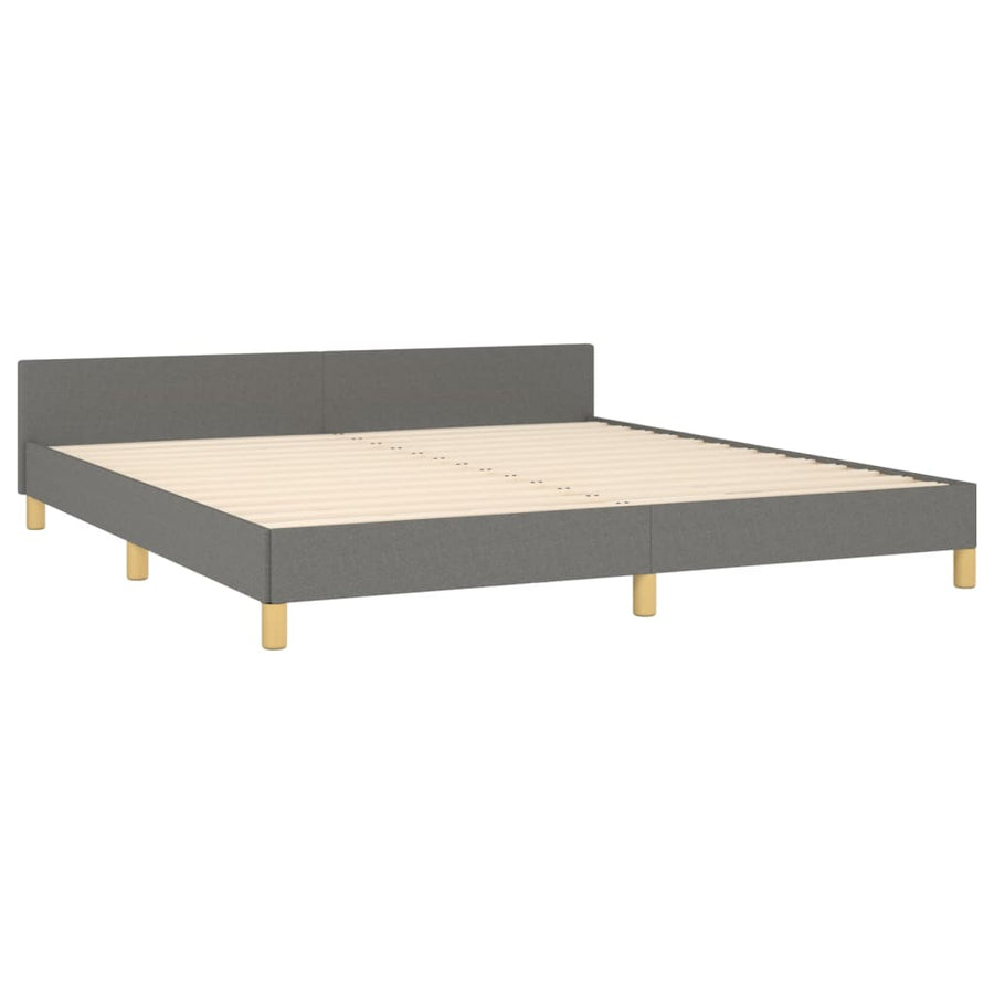 Bedframe Met Hoofdbord Stof Donkergrijs 180 x 200 cm Effen ontwerp