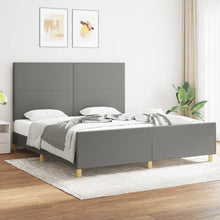 Bedframe Met Hoofdbord Stof Donkergrijs 180 x 200 cm Effen ontwerp