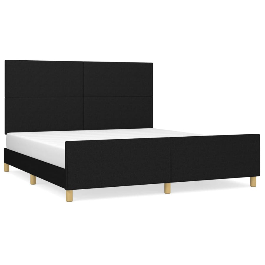 Bedframe Met Hoofdbord Stof Zwart 180 x 200 cm Effen ontwerp