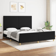 Bedframe Met Hoofdbord Stof Zwart 180 x 200 cm Effen ontwerp
