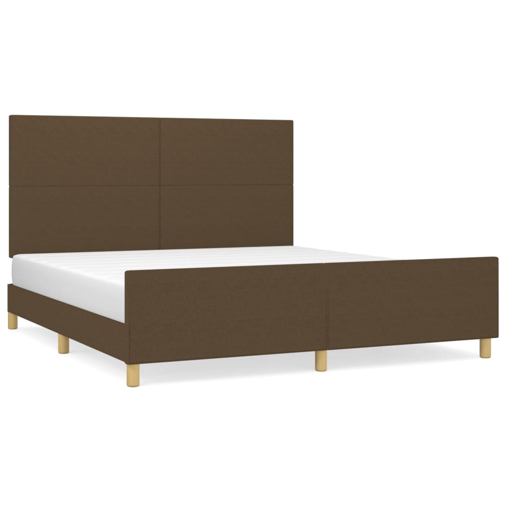 Bedframe Met Hoofdbord Stof Donkerbruin 180 x 200 cm Effen ontwerp