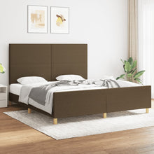 Bedframe Met Hoofdbord Stof Donkerbruin 180 x 200 cm Effen ontwerp