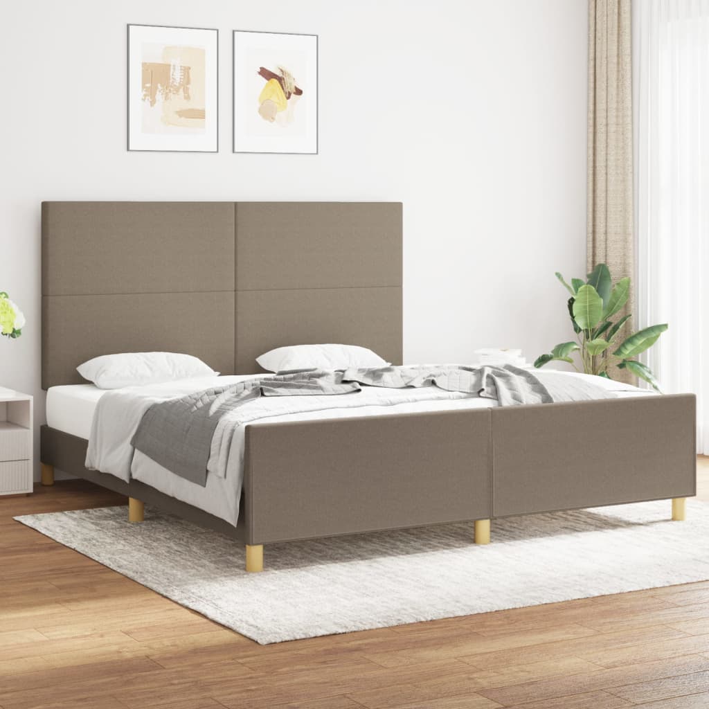 Bedframe met hoofdbord stof taupe 180x200 cm 180 x 200 cm Taupe
