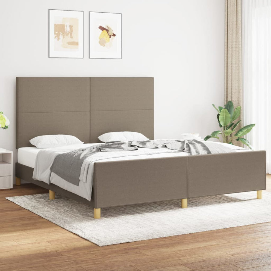 Bedframe met hoofdbord stof taupe 180x200 cm 180 x 200 cm Taupe