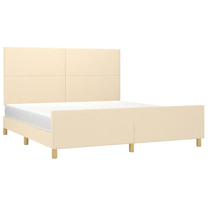 Bedframe Met Hoofdbord Stof Kleurig Crème 180 x 200 cm Effen ontwerp