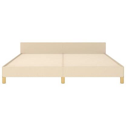 Bedframe Met Hoofdbord Stof Kleurig Crème 180 x 200 cm Effen ontwerp