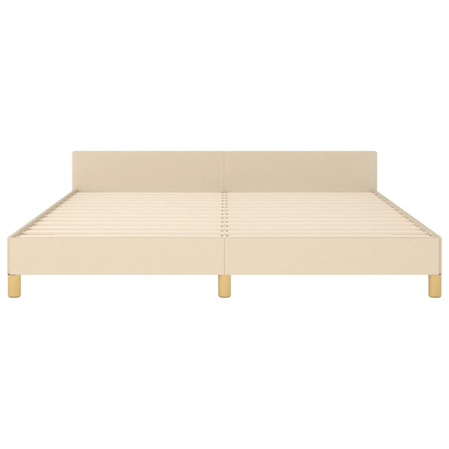 Bedframe Met Hoofdbord Stof Kleurig Crème 180 x 200 cm Effen ontwerp