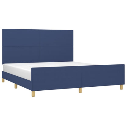 Bedframe Met Hoofdbord Stof Blauw 180 x 200 cm Effen ontwerp