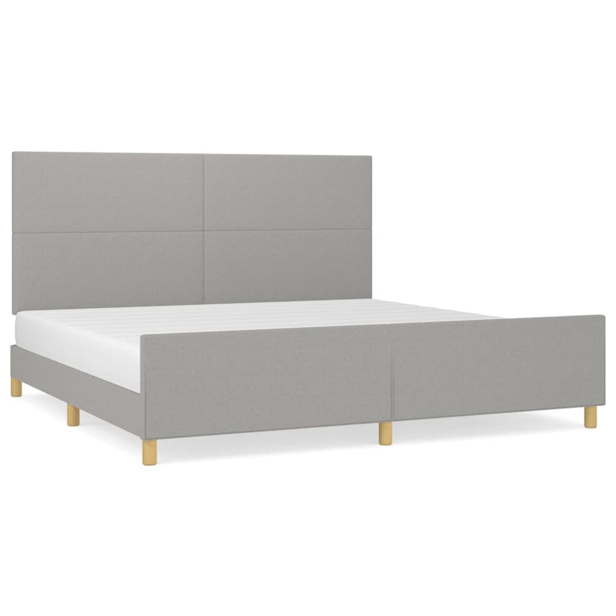 Bedframe met hoofdbord stof lichtgrijs 200x200 cm 200 x 200 cm Effen ontwerp