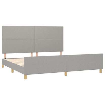 Bedframe met hoofdbord stof lichtgrijs 200x200 cm 200 x 200 cm Effen ontwerp