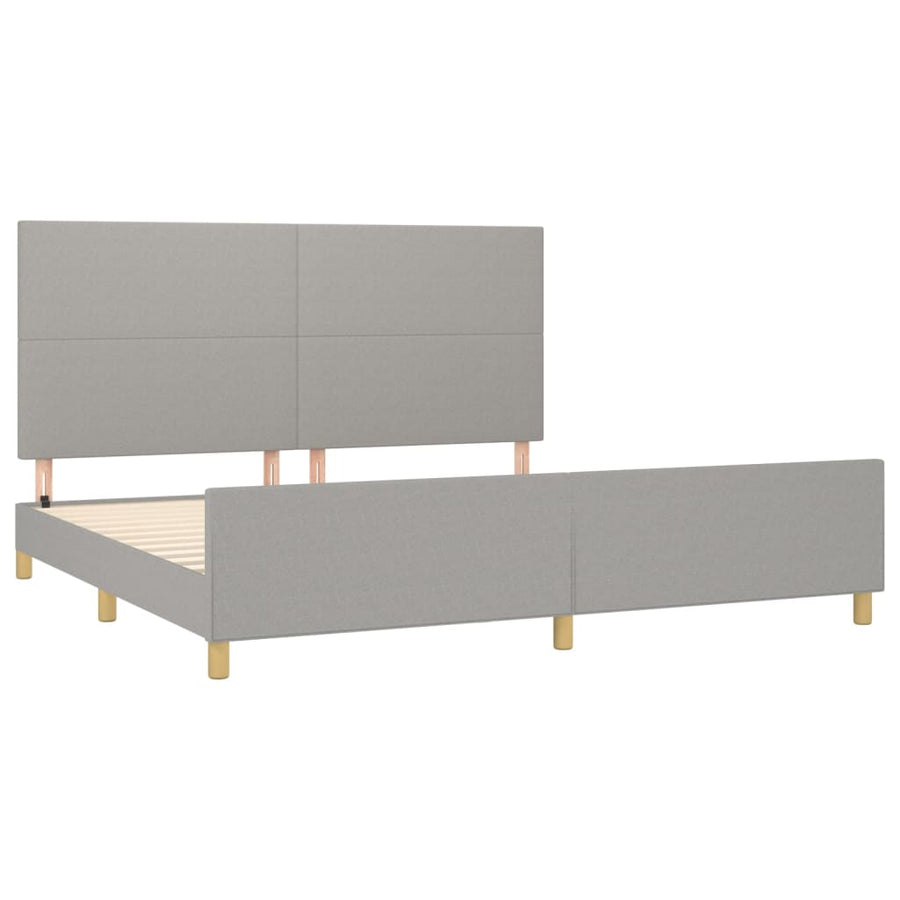 Bedframe met hoofdbord stof lichtgrijs 200x200 cm 200 x 200 cm Effen ontwerp