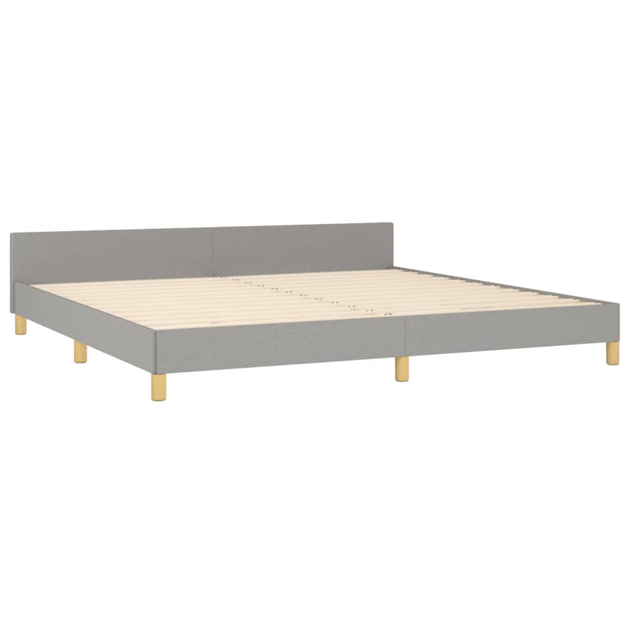 Bedframe met hoofdbord stof lichtgrijs 200x200 cm 200 x 200 cm Effen ontwerp