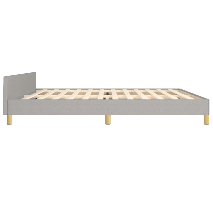 Bedframe met hoofdbord stof lichtgrijs 200x200 cm 200 x 200 cm Effen ontwerp