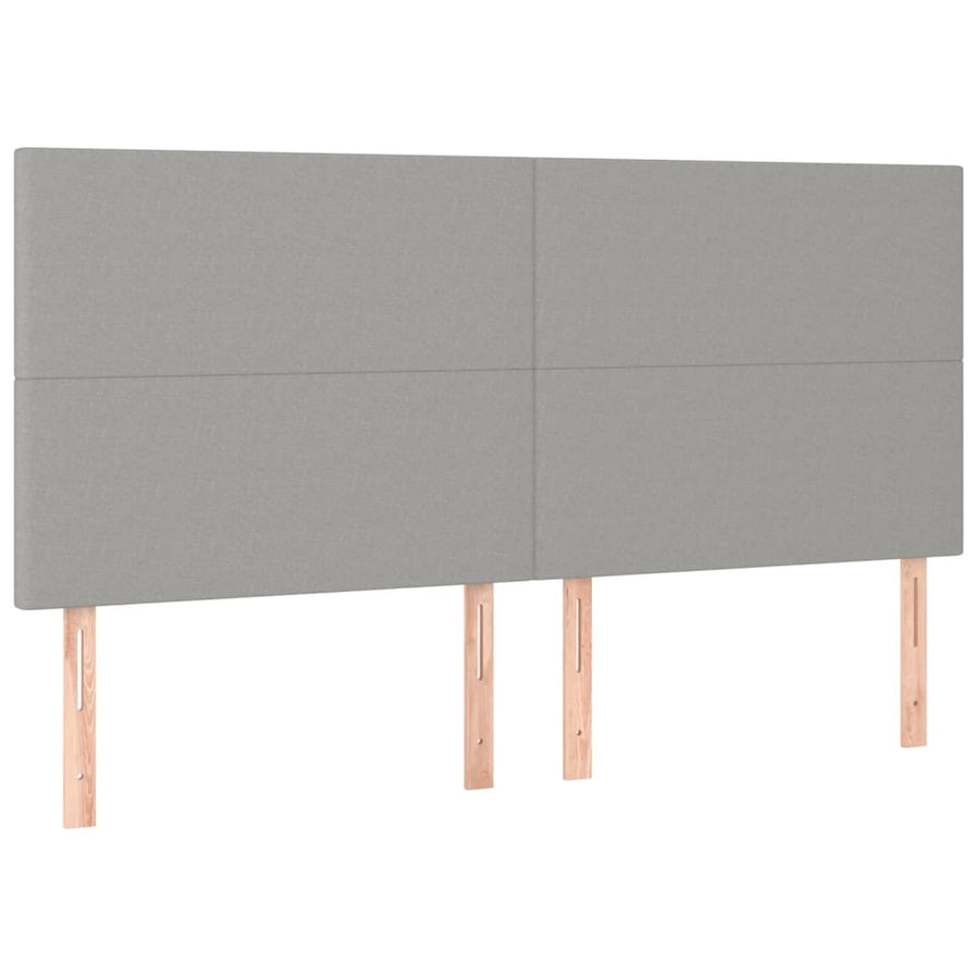 Bedframe met hoofdbord stof lichtgrijs 200x200 cm 200 x 200 cm Effen ontwerp