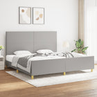 Bedframe met hoofdbord stof lichtgrijs 200x200 cm 200 x 200 cm Effen ontwerp