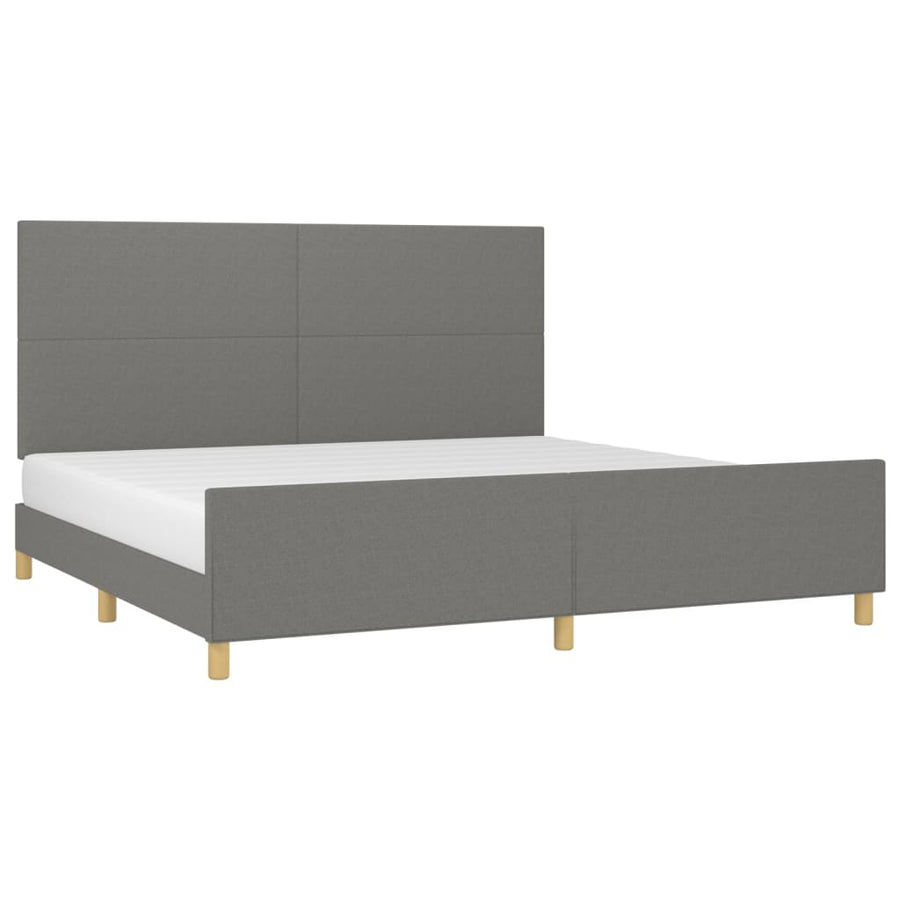 Bedframe Met Hoofdbord Stof Donkergrijs 200 x 200 cm Effen ontwerp