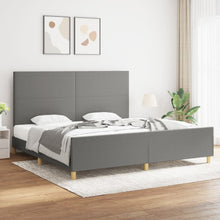 Bedframe Met Hoofdbord Stof Donkergrijs 200 x 200 cm Effen ontwerp