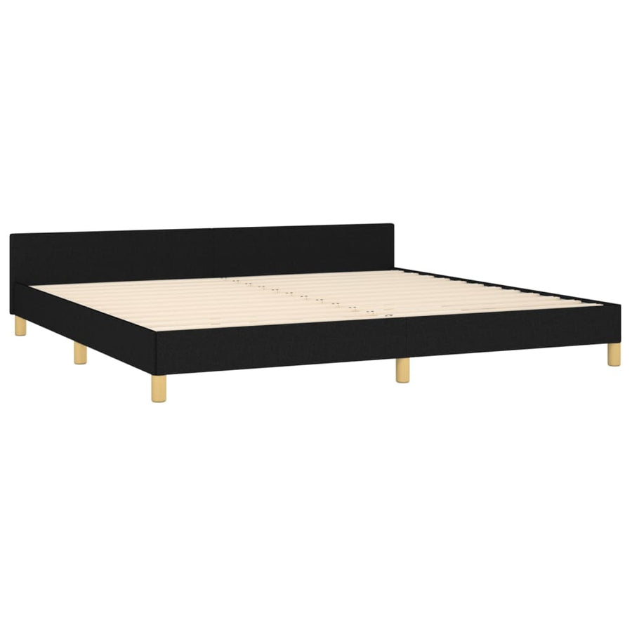 Bedframe Met Hoofdbord Stof Zwart 200 x 200 cm Effen ontwerp
