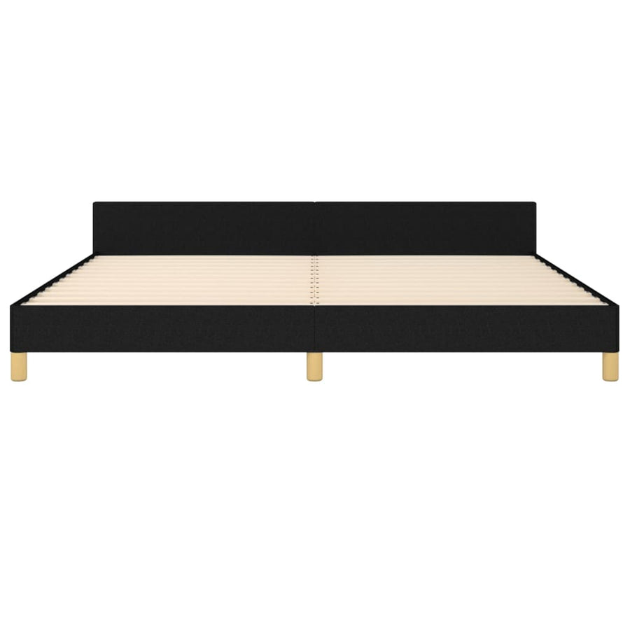 Bedframe Met Hoofdbord Stof Zwart 200 x 200 cm Effen ontwerp